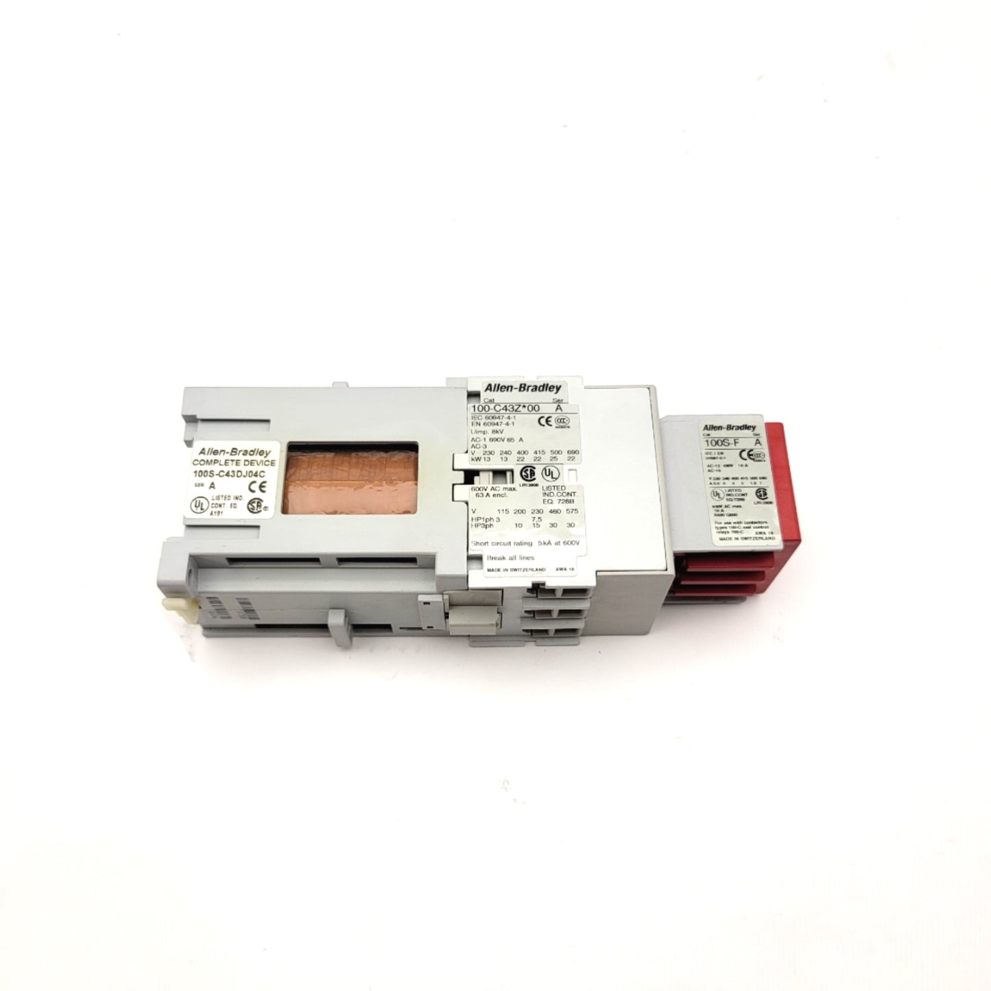 Used Allen Bradley 100S-C43DJ04C Guardmaster IEC Safety Contactor 600VAC Coil: 24VDC