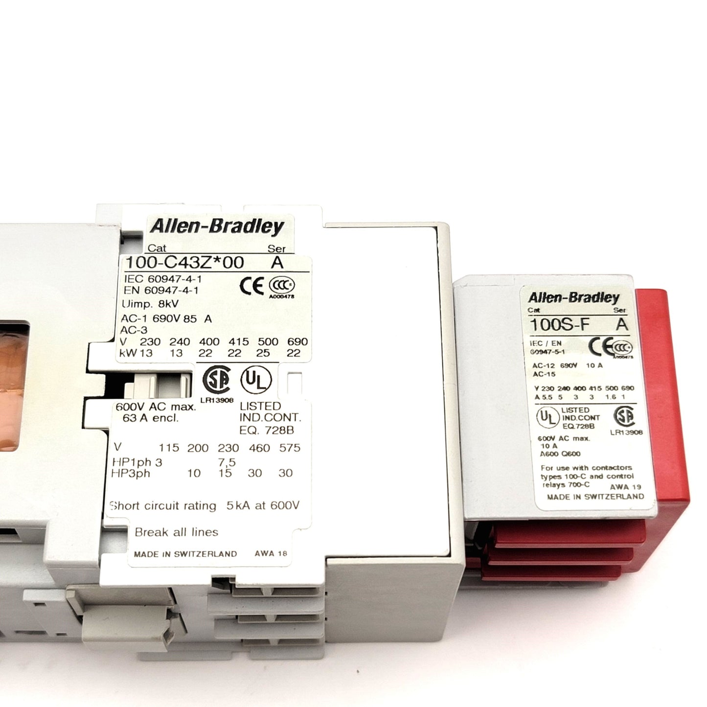 Used Allen Bradley 100S-C43DJ04C Guardmaster IEC Safety Contactor 600VAC Coil: 24VDC