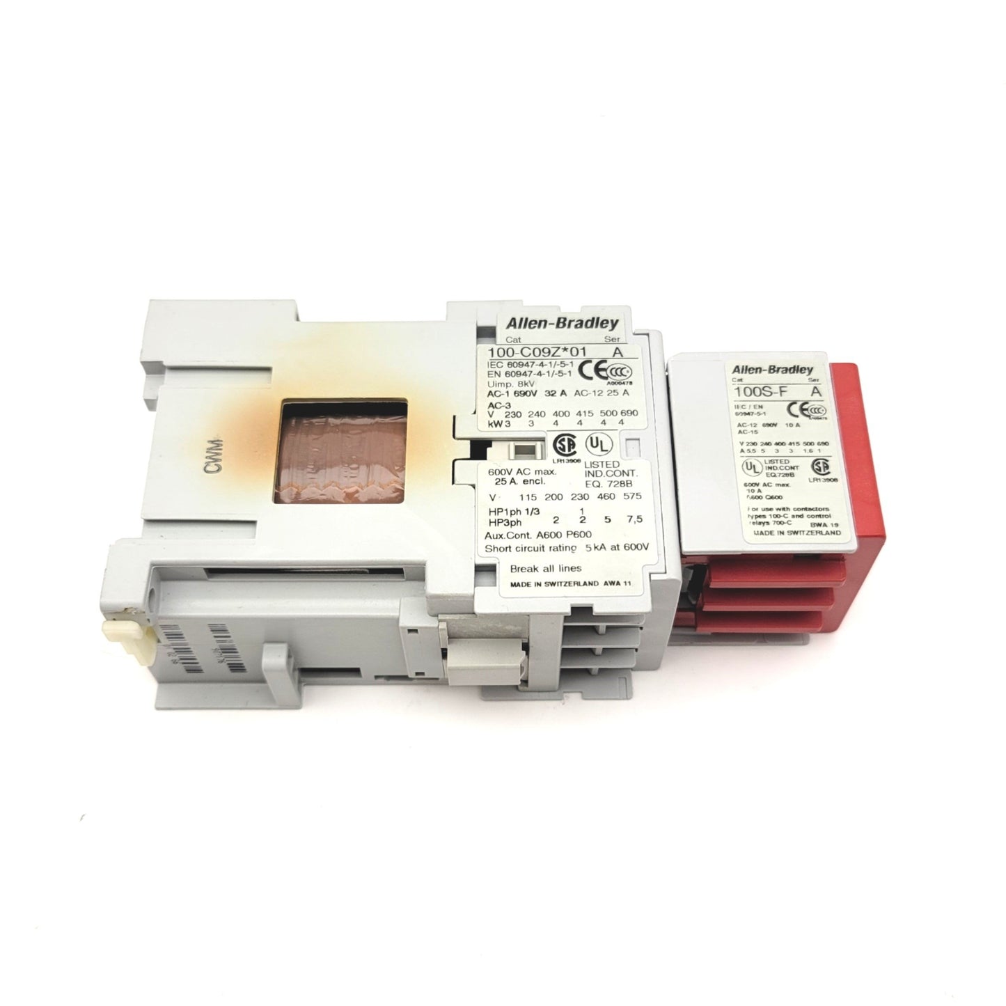 Used Allen Bradley 100S-C09DJ05C Guardmaster IEC Safety Contact 600VAC, Coil: 24VDC