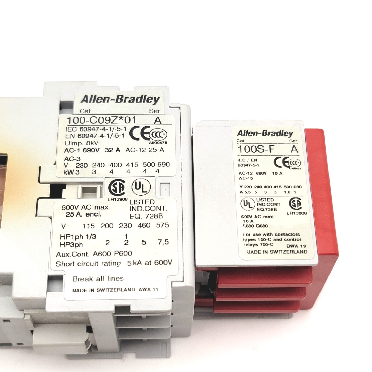 Used Allen Bradley 100S-C09DJ05C Guardmaster IEC Safety Contact 600VAC, Coil: 24VDC