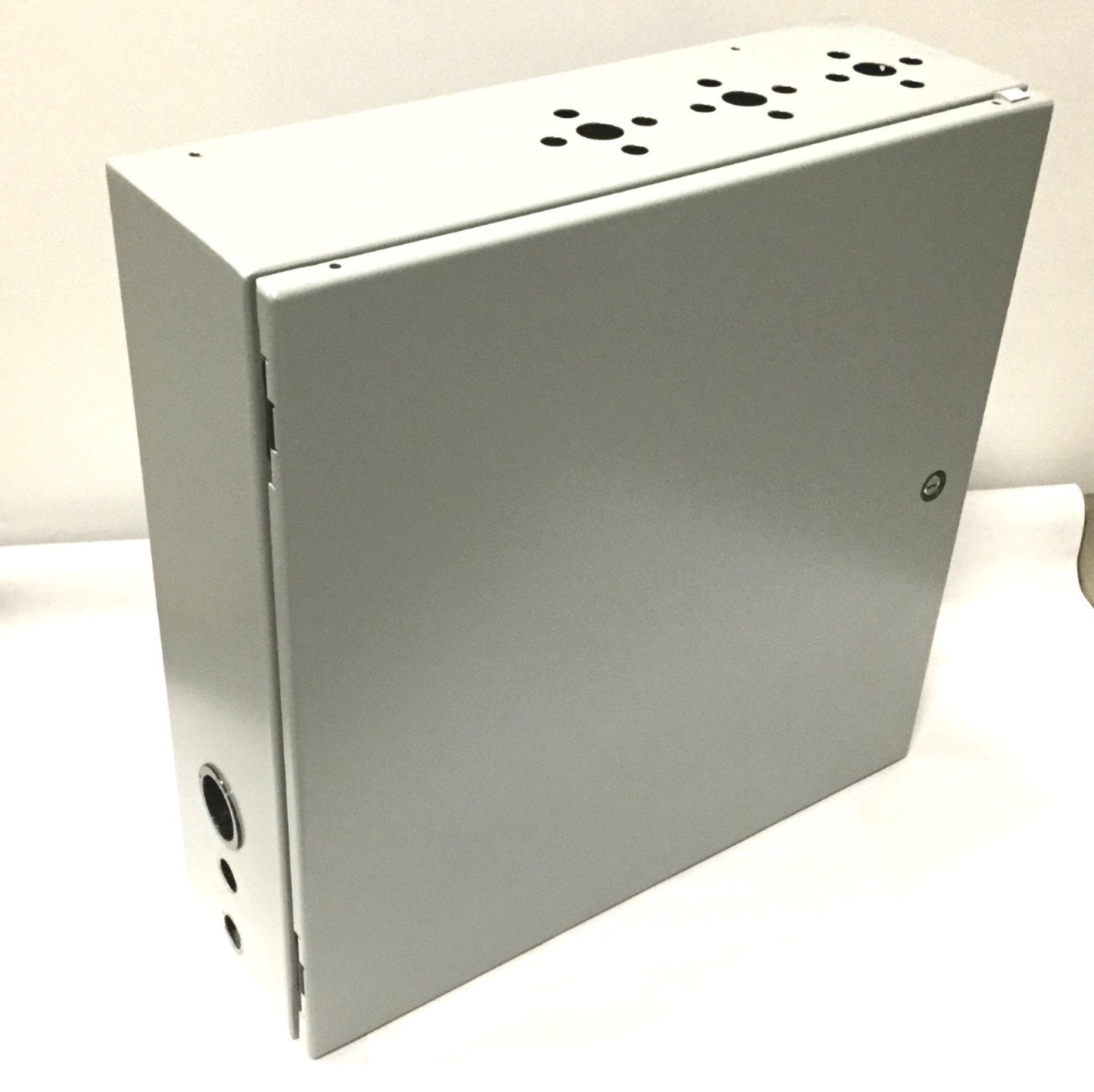 Used Hoffman CSD20206 Electrical Enclosure, 20" x 20" x 6", Steel, *Holes Added