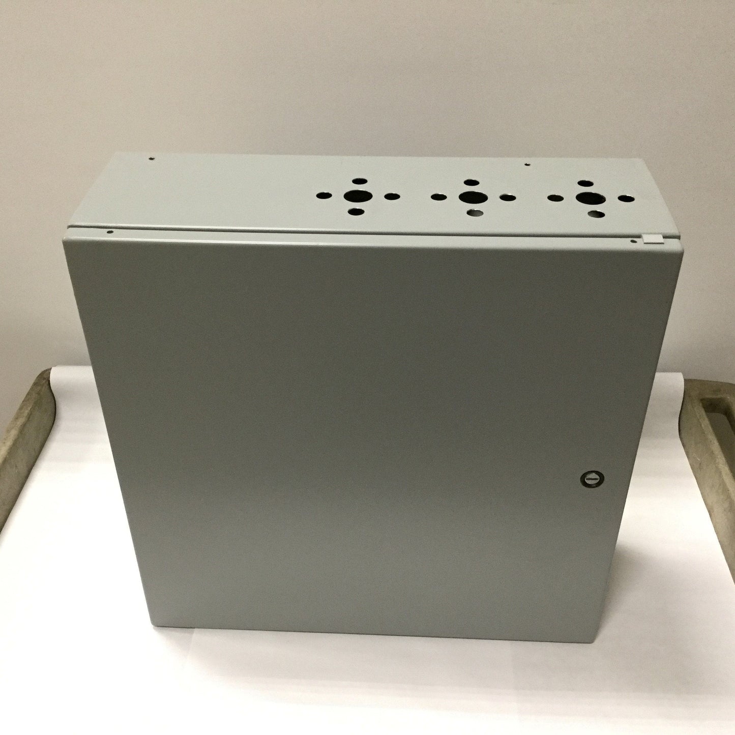 Used Hoffman CSD20206 Electrical Enclosure, 20" x 20" x 6", Steel, *Holes Added