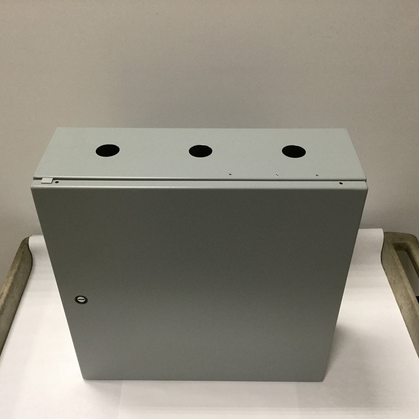 Used Hoffman CSD20206 Electrical Enclosure, 20" x 20" x 6", Steel, *Holes Added