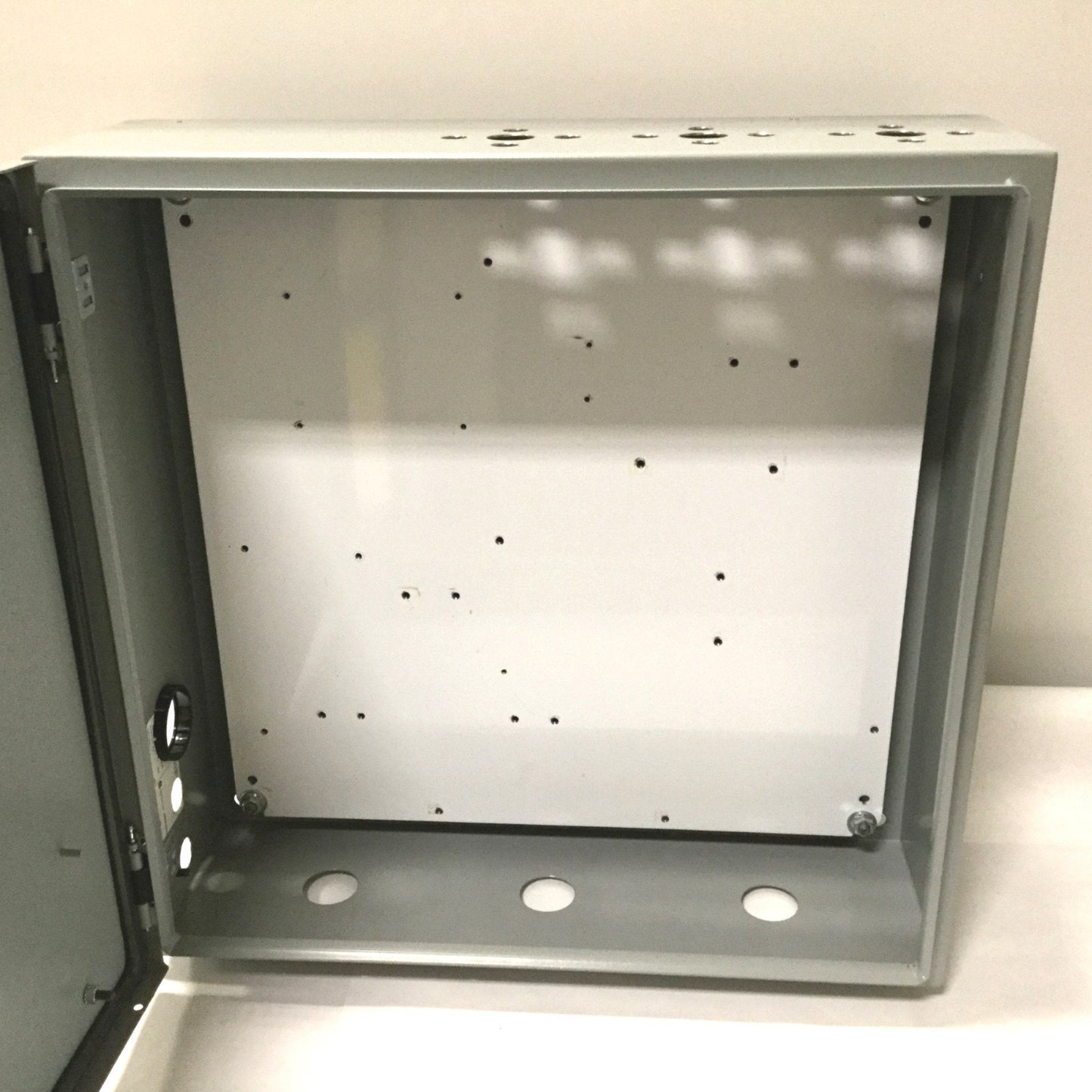 Used Hoffman CSD20206 Electrical Enclosure, 20" x 20" x 6", Steel, *Holes Added