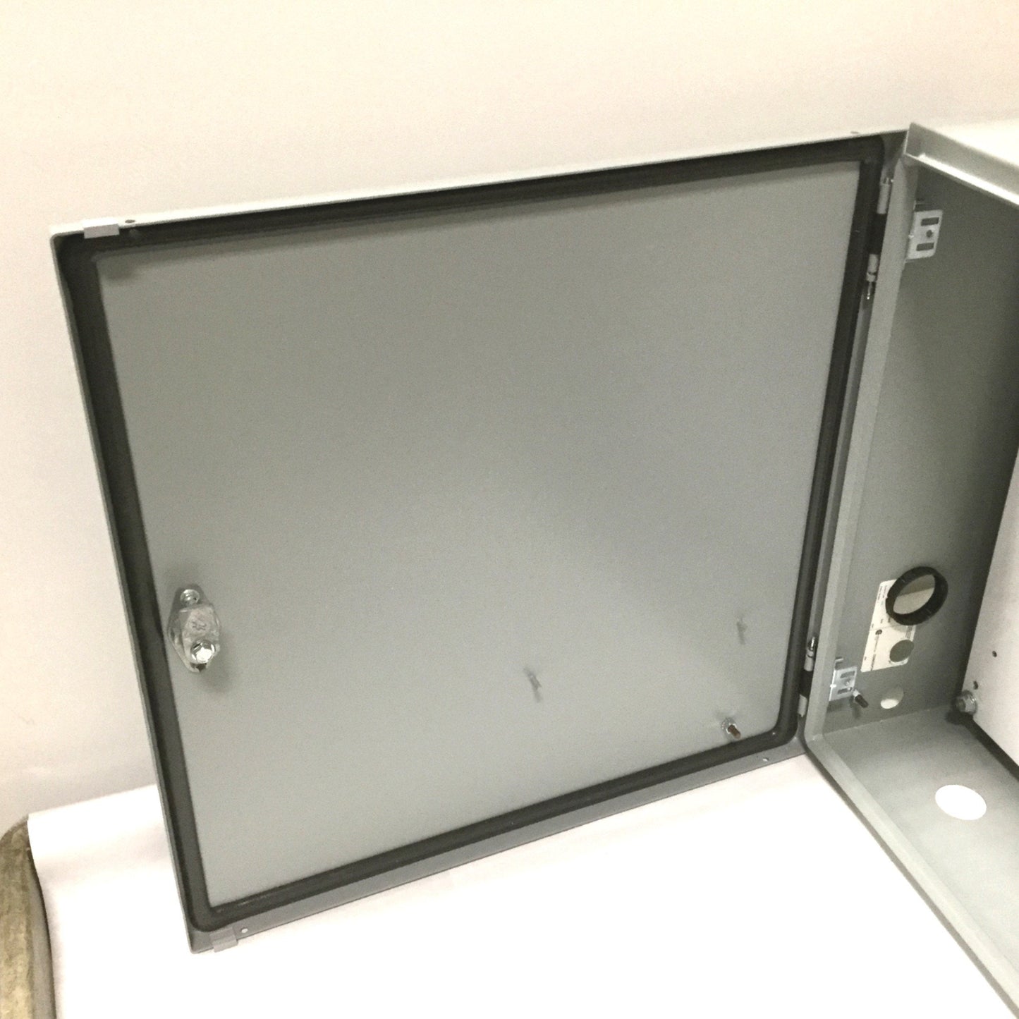 Used Hoffman CSD20206 Electrical Enclosure, 20" x 20" x 6", Steel, *Holes Added