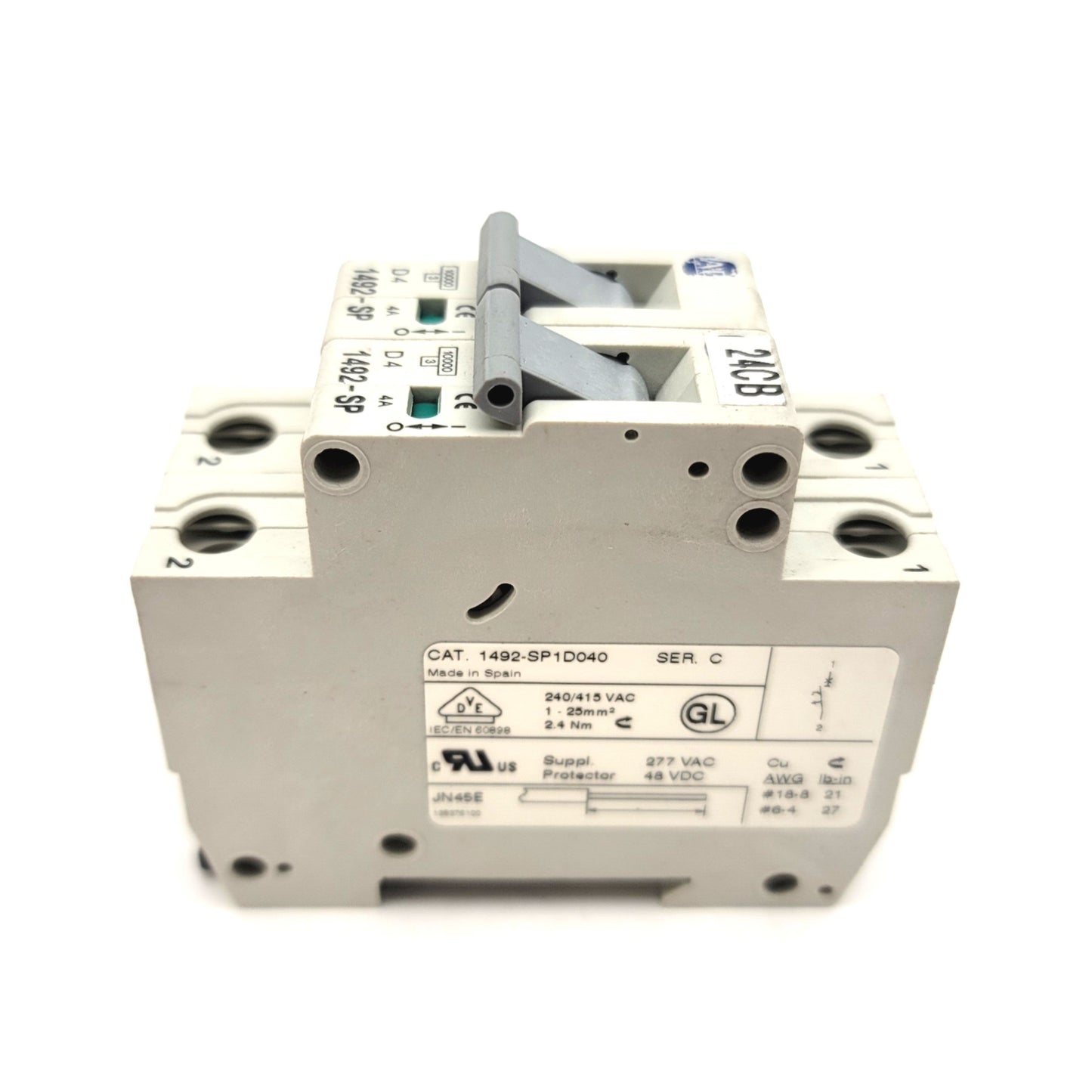 Used Lot Of 2 Allen Bradley 1492-SP1D040 Miniature Circuit Breaker 240/415VAC, 4A