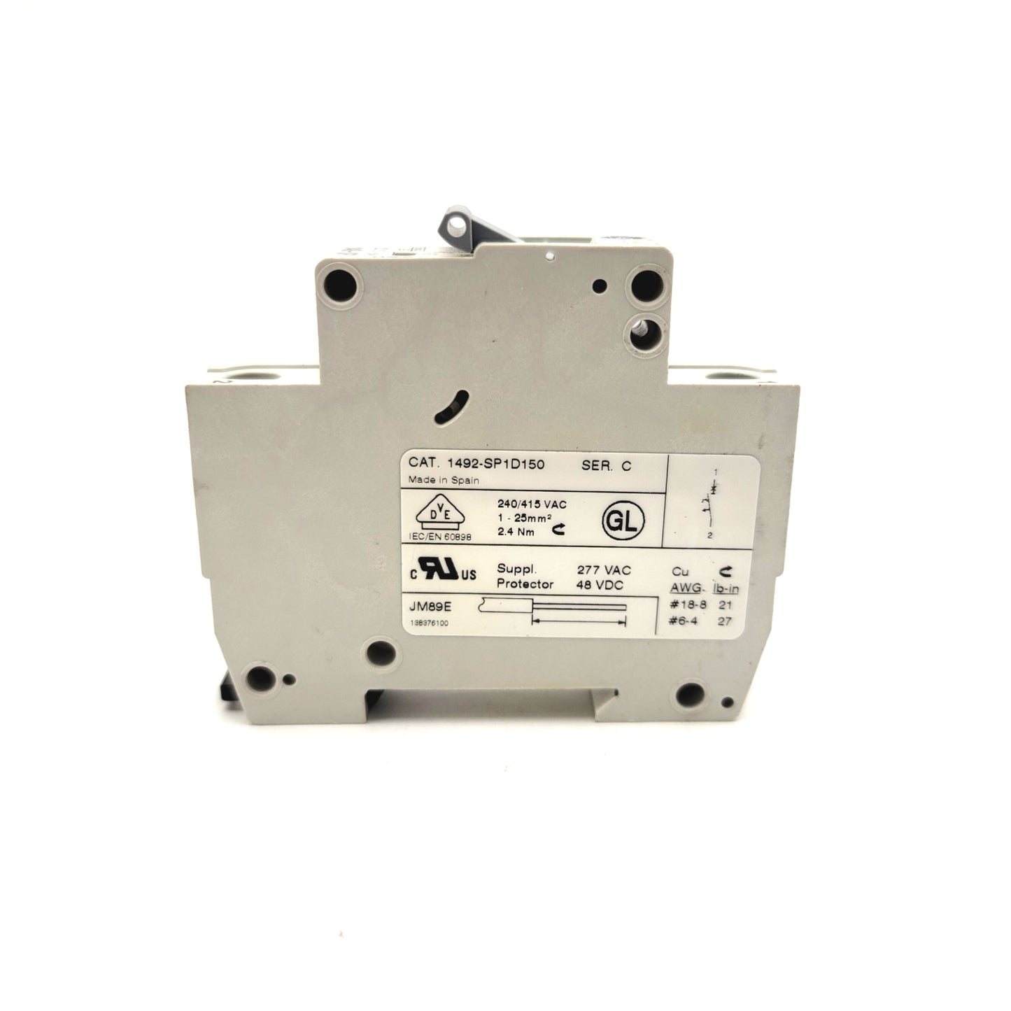 Used Allen Bradley 1492-SP1D150 Miniature Circuit Breaker, 240/415VAC, 15A