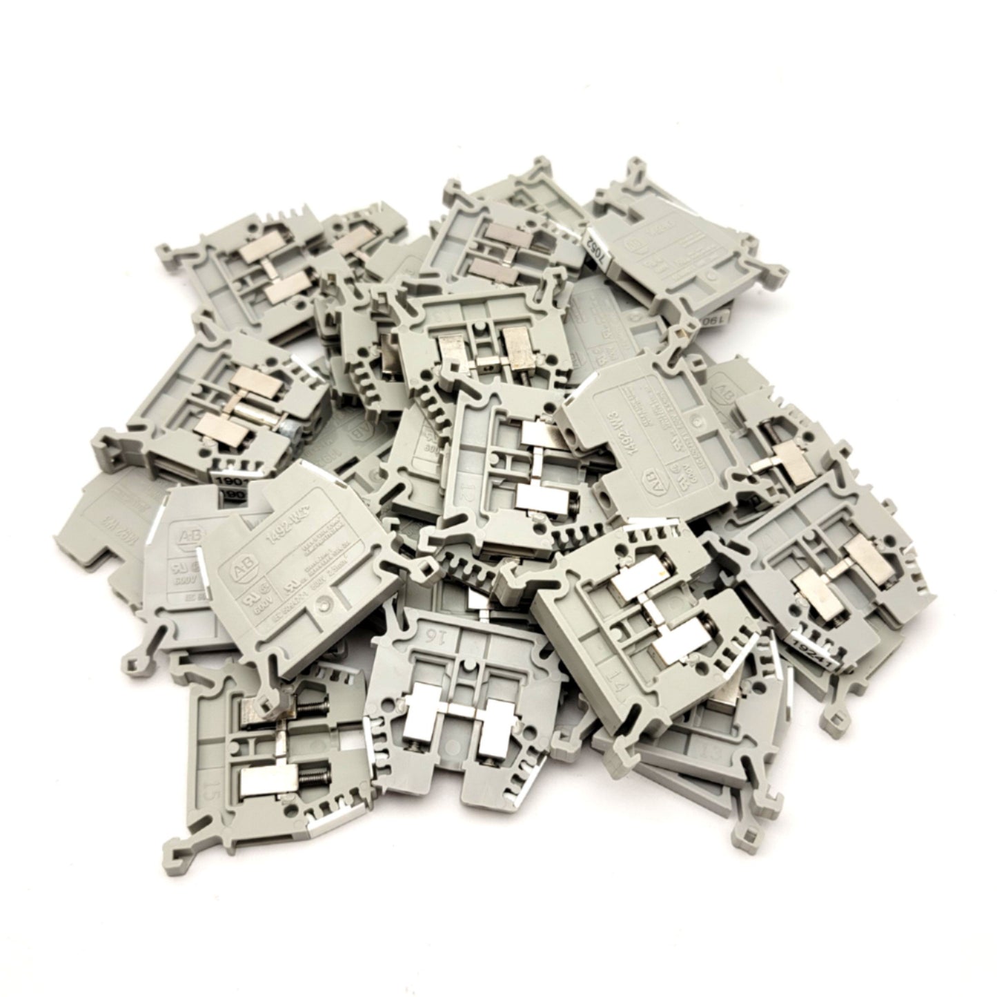 Used Lot Of 40 Allen Bradley 1492-W3 Feed Through Terminal Block 20A 600V AC/DC 2.5mm