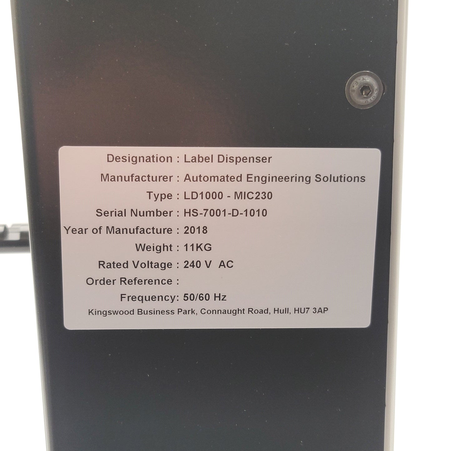 New – Open box Computype LD1000C-MIC230 Automatic Barcode Label Dispenser 230VAC 50/60Hz