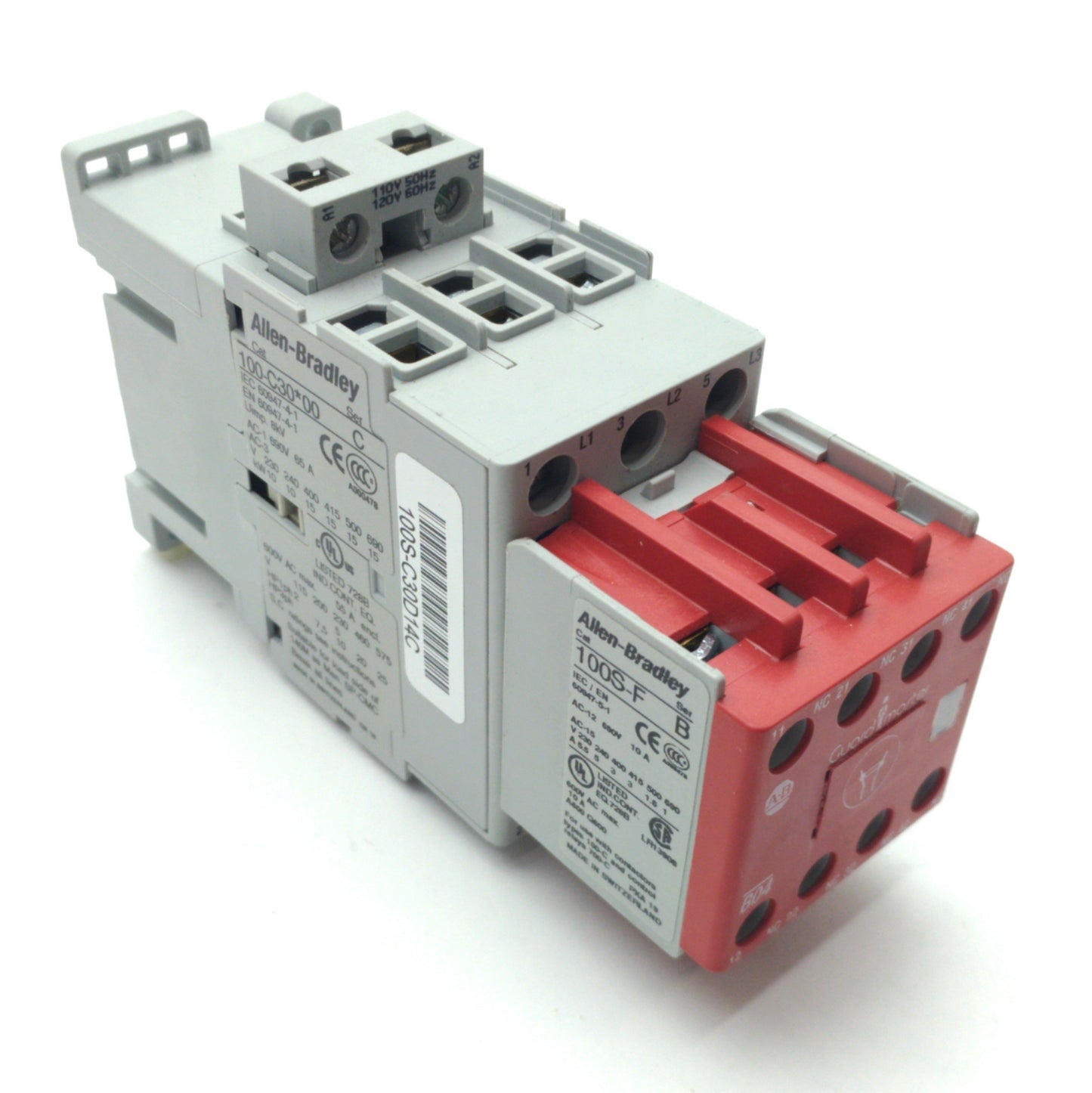 Used Allen Bradley 100S-C30D14C Contactor 3 Pole Guard Master 600VAC 55A/10A 120VAC