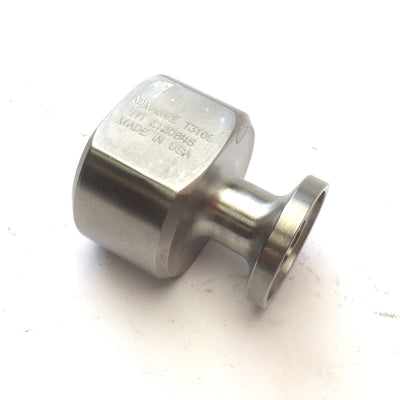 Used Advance Sanitary Tri-Clamp Straight Adapter Fitting, 1/2" Mini x 1/2" NPT, 316SS
