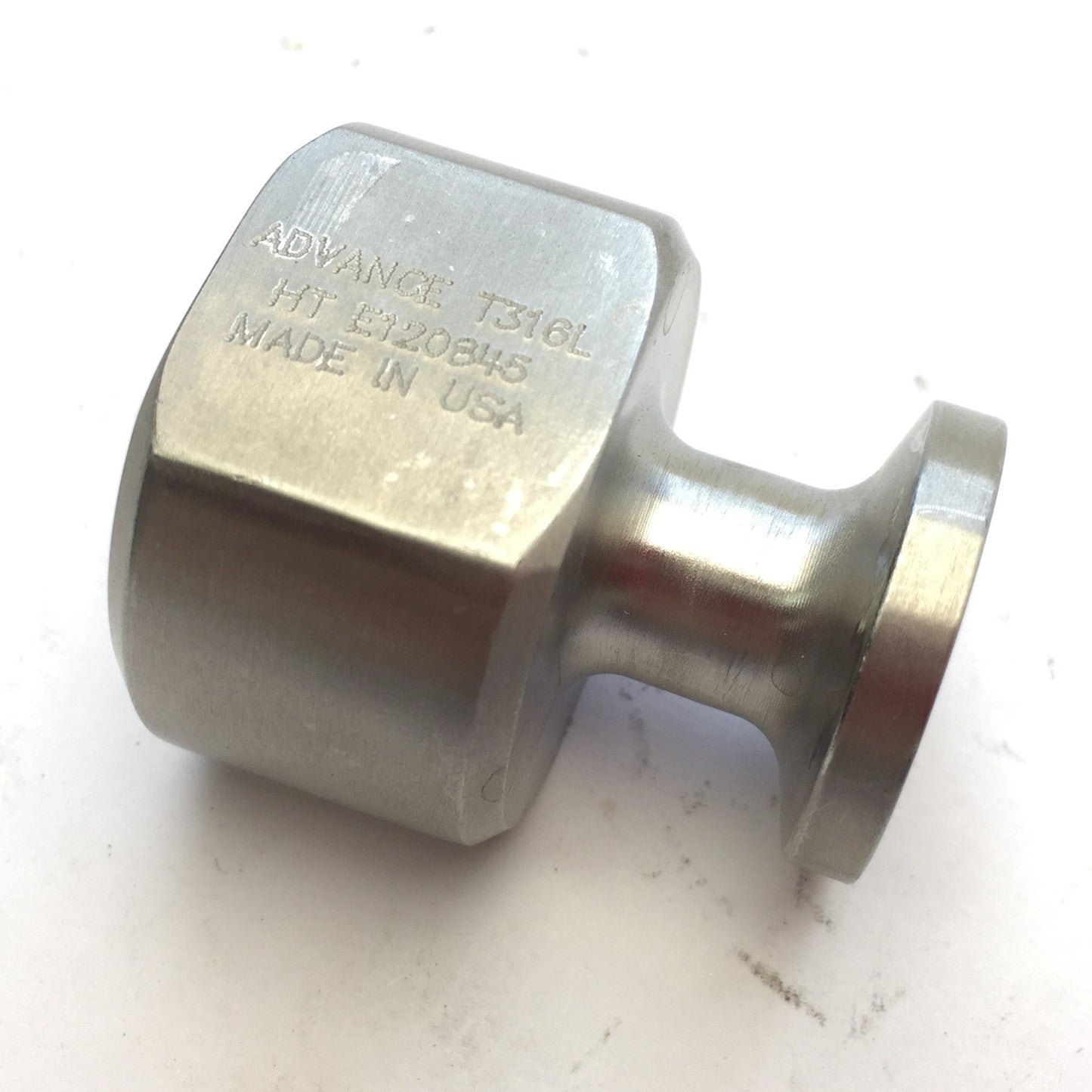 Used Advance Sanitary Tri-Clamp Straight Adapter Fitting, 1/2" Mini x 1/2" NPT, 316SS