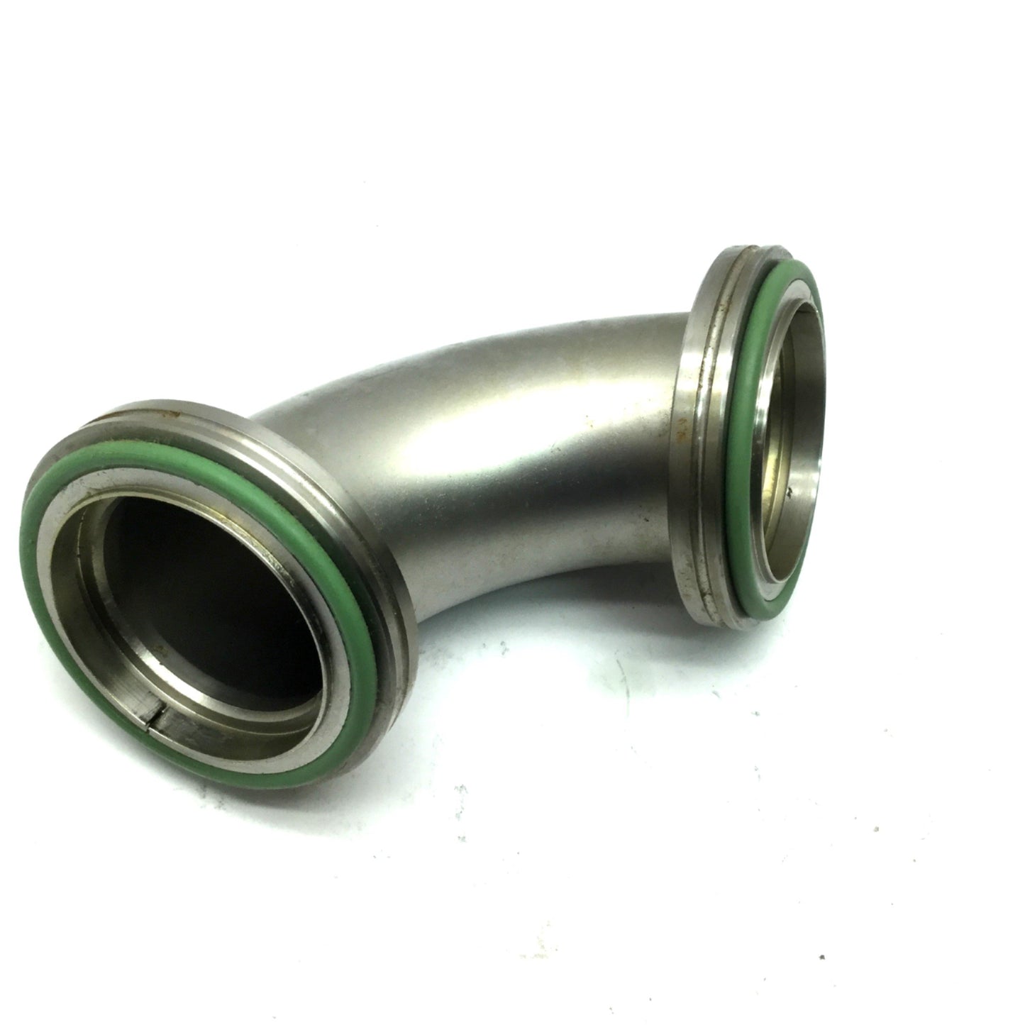 Used Vacuum Flanged Fitting 90 Deg Elbow ID 2.375", Flange OD: 3.73", Stainless Steel