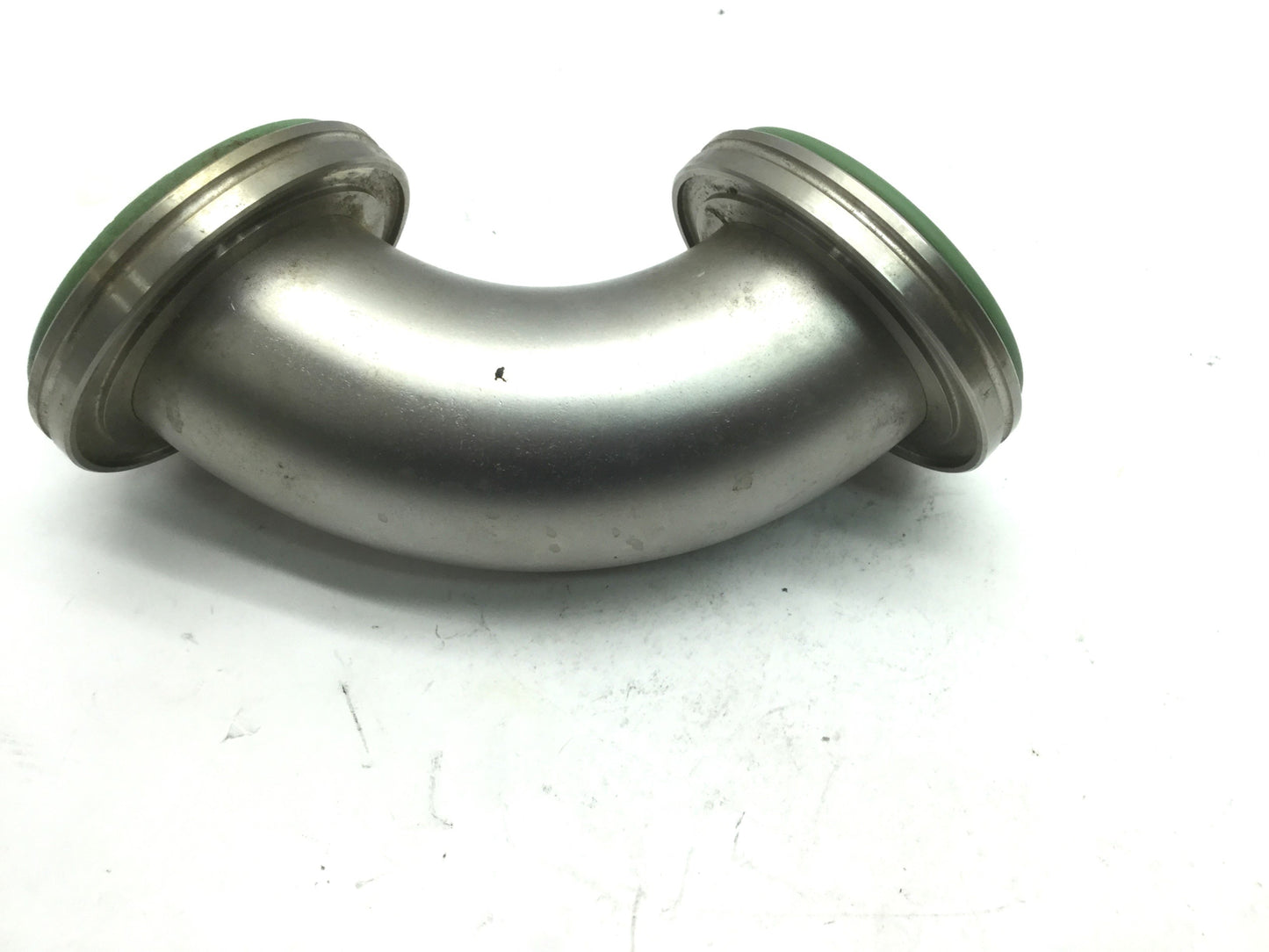 Used Vacuum Flanged Fitting 90 Deg Elbow ID 2.375", Flange OD: 3.73", Stainless Steel