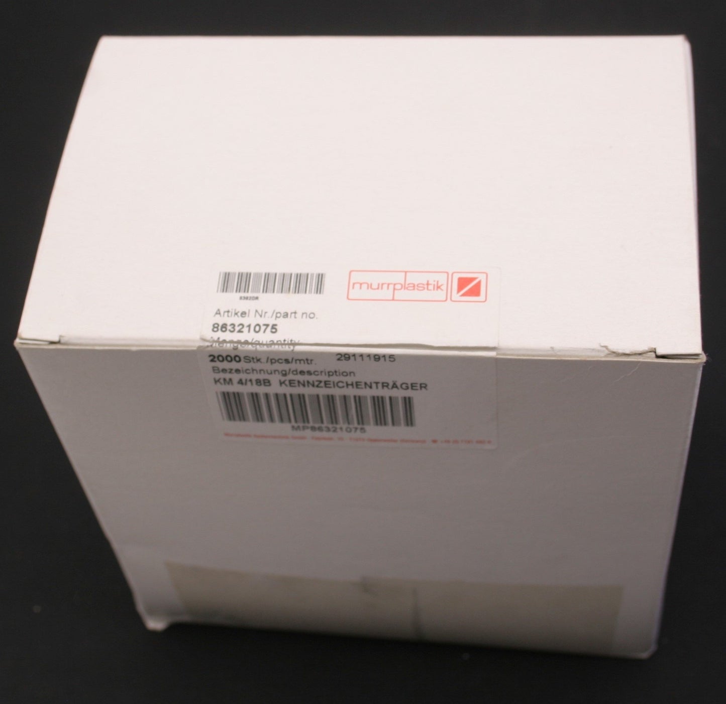 New – Open box New Murrplastik MP86321075 Label Holders, 2000 Pieces, KM 4/188