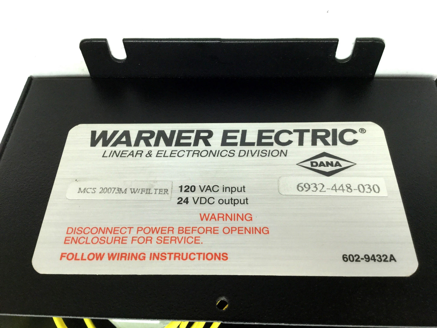 Used Warner Electric 6932-448-030 Actuator Control In 120VAC Out 24VDC Elektrak 1