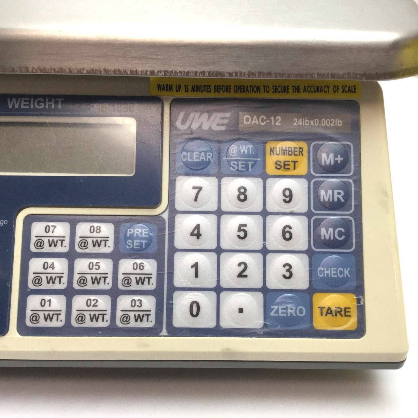 Used UWE OAC-12 Industrial Counting Scale, 24 lbs Max, 0.002 lbs, 13.3" x 11.1" Pan