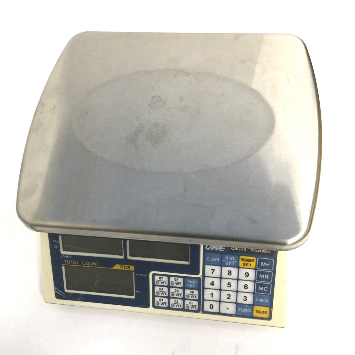 Used UWE OAC-12 Industrial Counting Scale, 24 lbs Max, 0.002 lbs, 13.3" x 11.1" Pan
