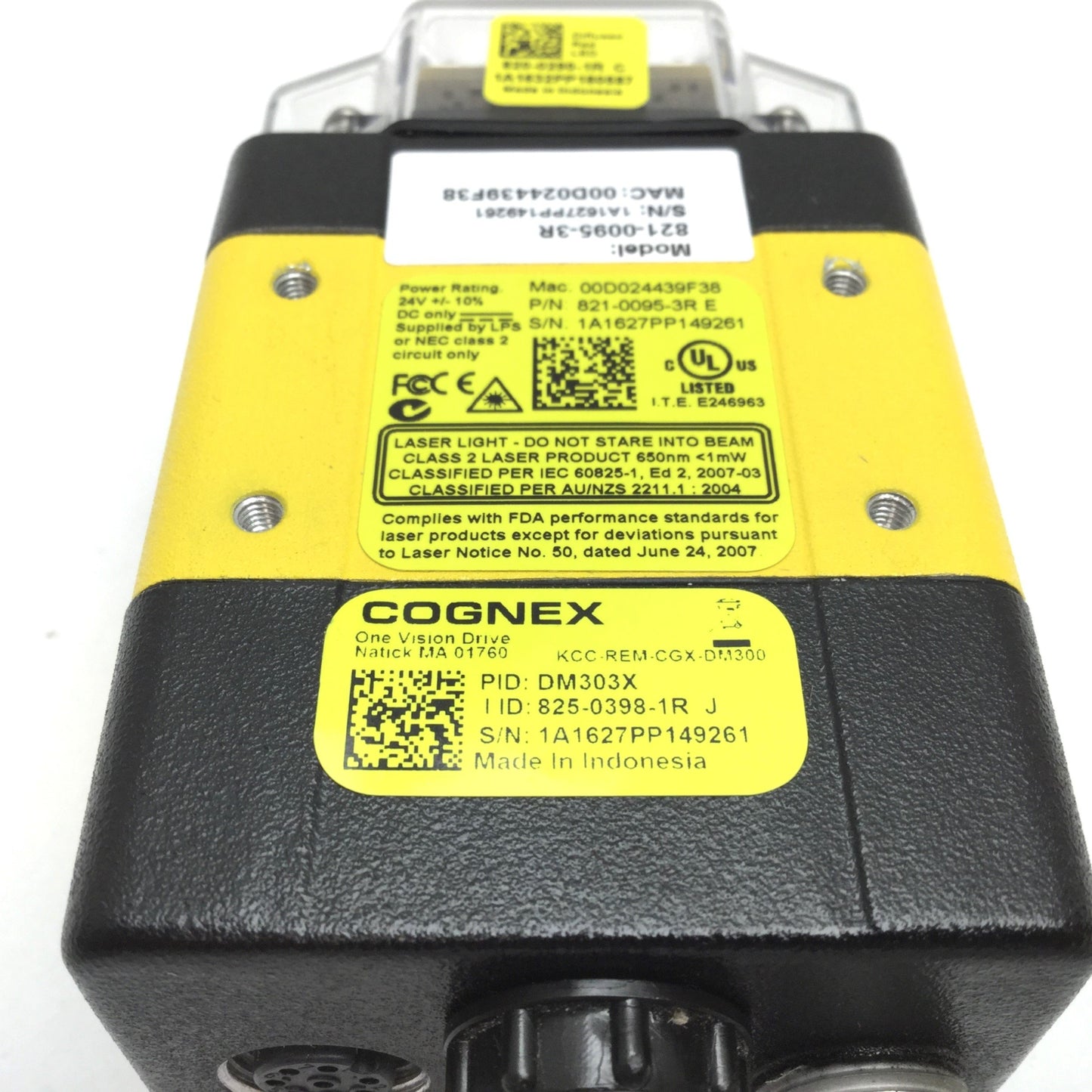 Used Cognex DM303X Dataman Fixed Mount Barcode Reader, 1D 2D, 24VDC, 1600x1200