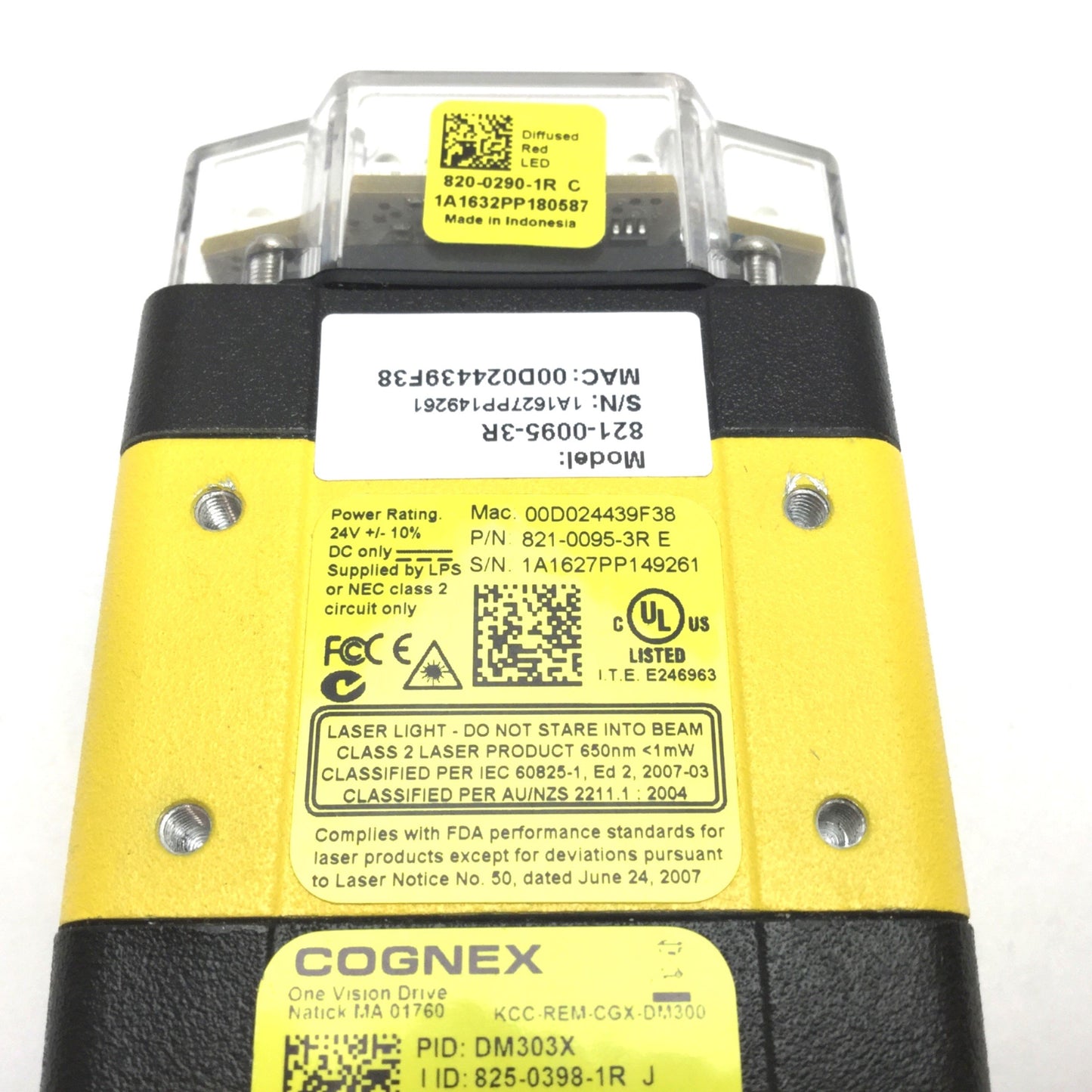 Used Cognex DM303X Dataman Fixed Mount Barcode Reader, 1D 2D, 24VDC, 1600x1200