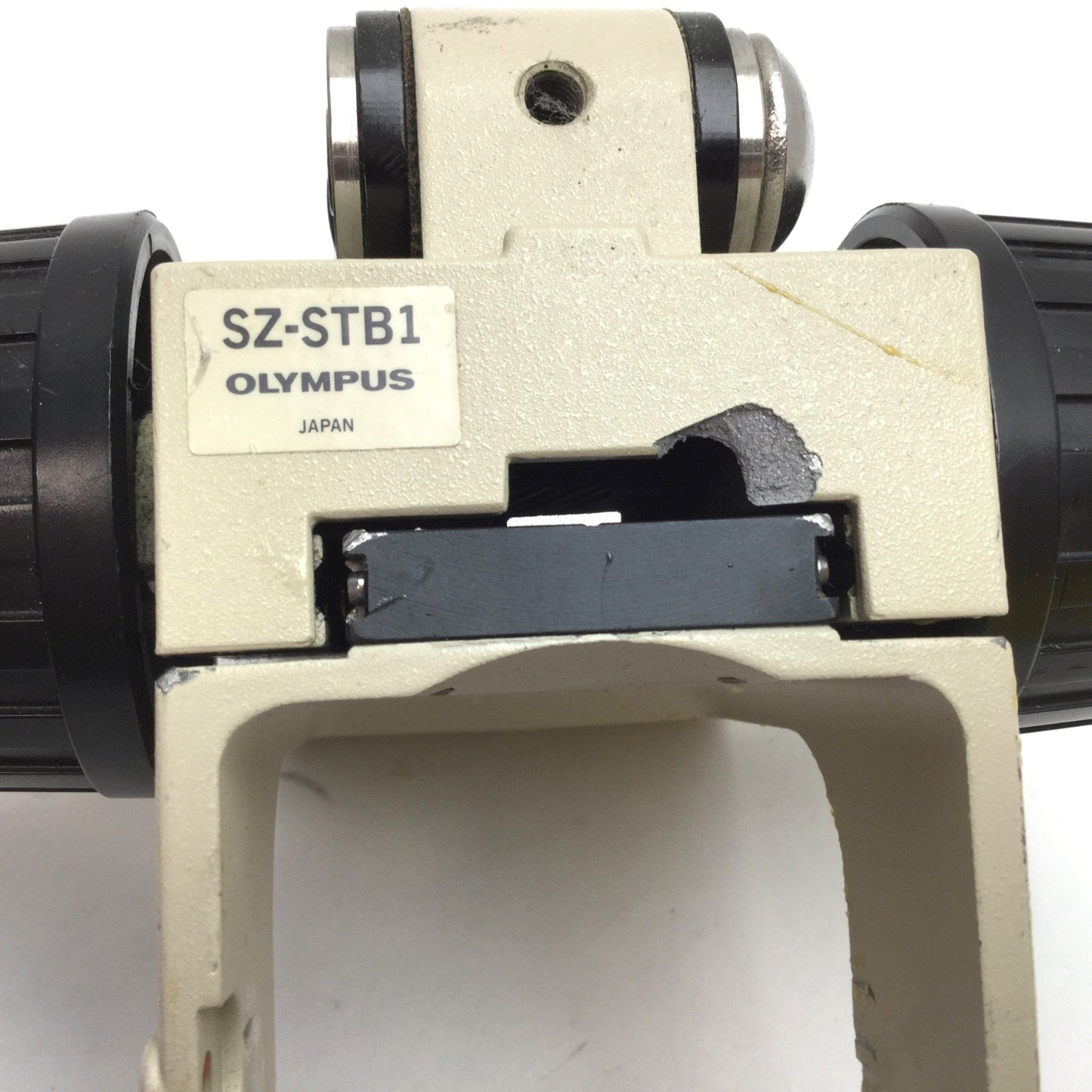 Used Olympus SZ-STB1 Microscope Head Holder Focus Assembly, Travel: 2", *Residue*
