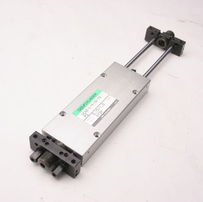 Used CKD UCA2-L-Y-10-75 P2 Pneumatic Guided Cylinder, 3" Stroke, 10/32-M5x0.8 Ports