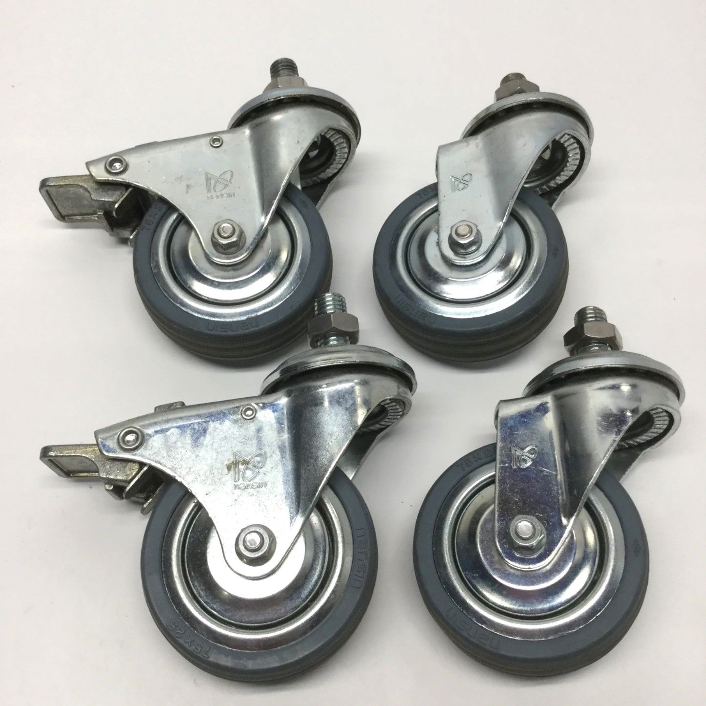 Used Lot of 4 Nansin S-75 Swivel Wheel Caster Ø75 x 25mm (3"x1") 135lb Load Capacity