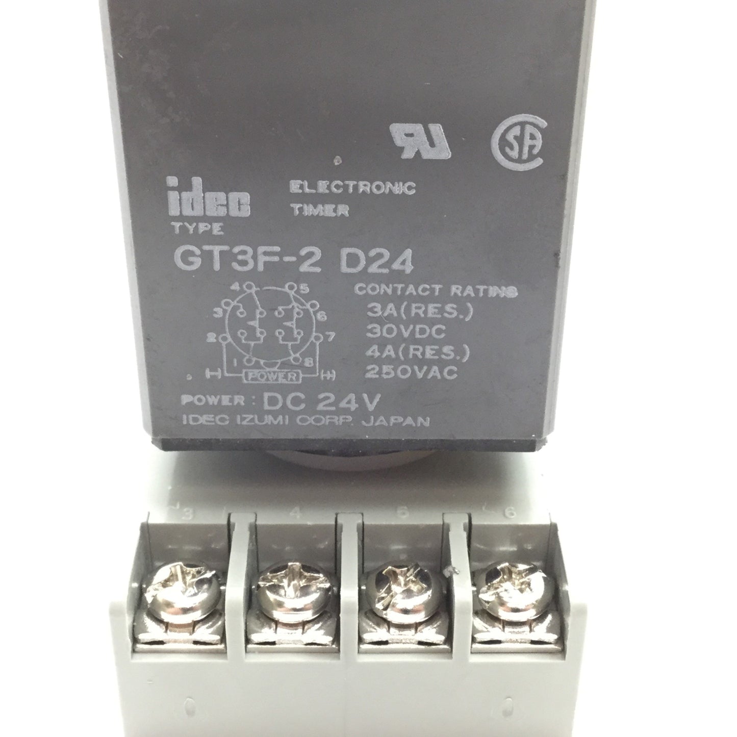 Used Idec GT3F-2 D24 Timer Relay, 0.1-600s, Power: 24VDC, 3A 30VDC / 4A 250VAC