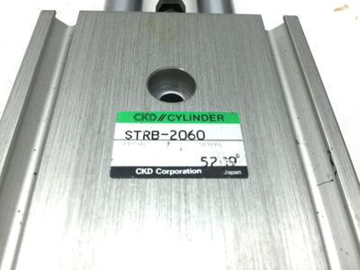 Used CKD STRB-2060 Twin Rod Pneumatic Cylinder Bore: 20mm, Stroke: 60mm, 100 PSI, M5