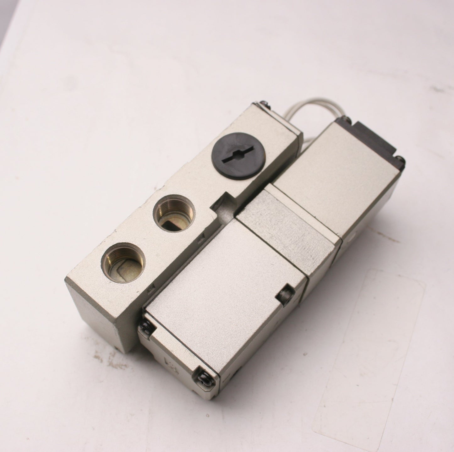 Used SMC NVSP4114-X2-1 Solenoid Valve, Voltage: 110VAC, 5 Ports, With Base