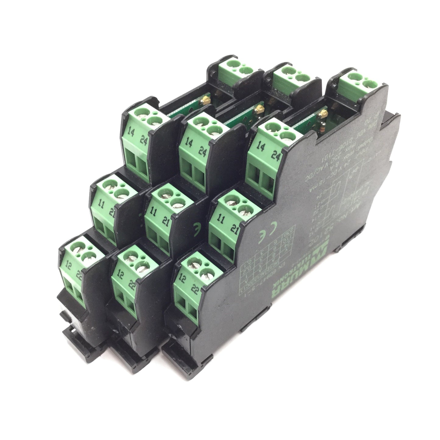 Used Lot of 3 Murr Elektronik 52102 Output Relay, In: 24VDC 18mA, Out: 6A 250VAC/DC