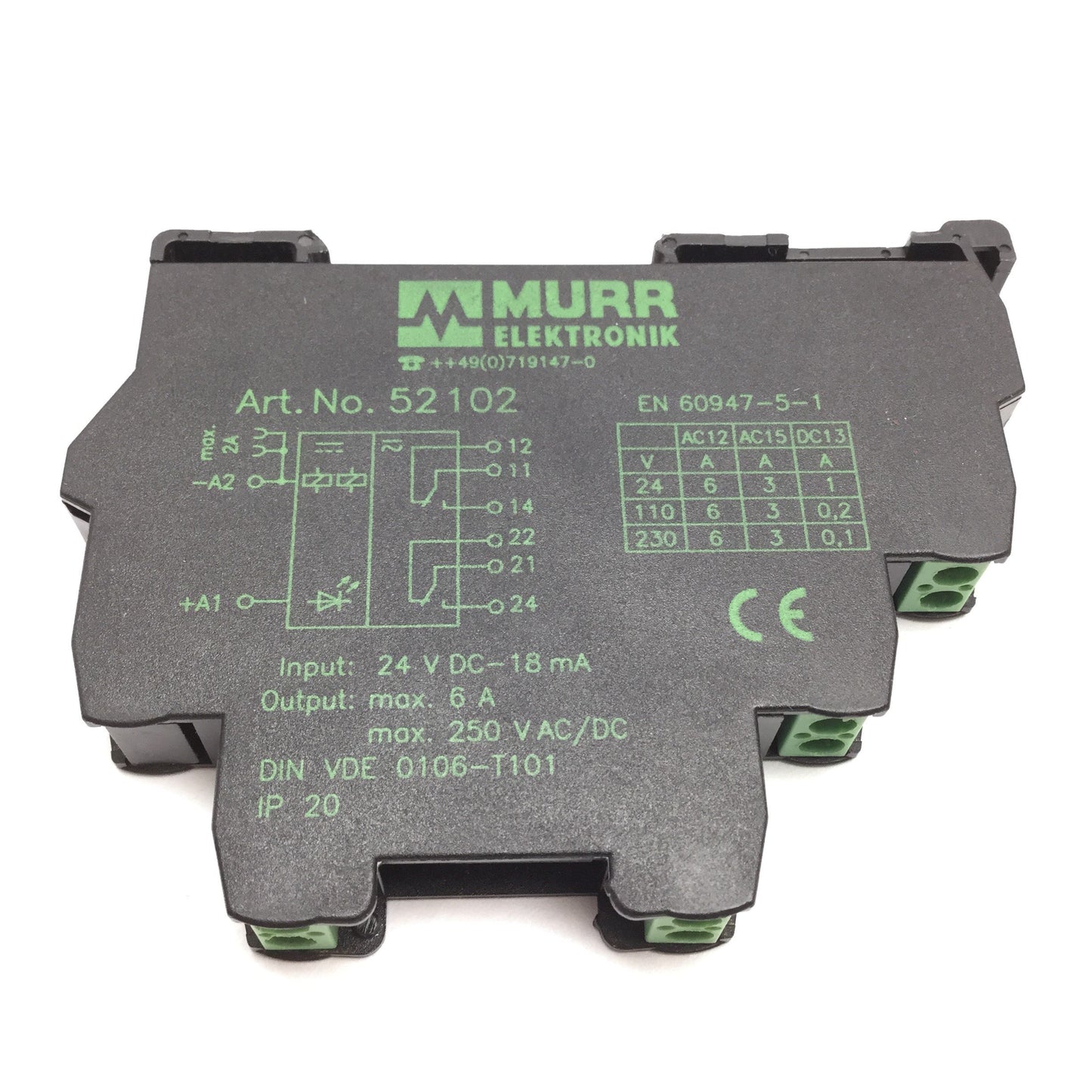 Used Lot of 3 Murr Elektronik 52102 Output Relay, In: 24VDC 18mA, Out: 6A 250VAC/DC