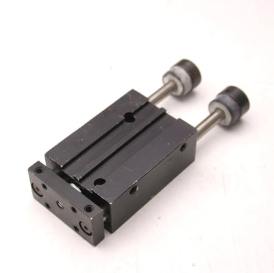 Used Double Acting 1" Stroke Pneumatic Guided Cylinder, 10/32-M5x0.8 Ports