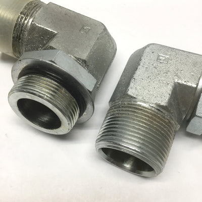 New – Open box Lot of 2 6806-20-20 Hydraulic Pipe Fittings 90° Male Elbow 1-1/4" NPT to SAE ORB