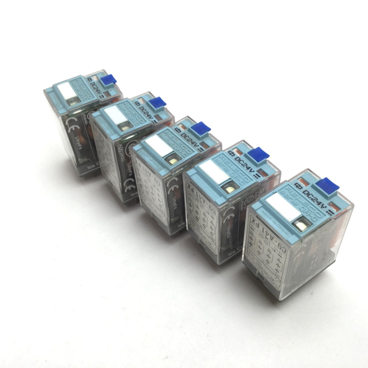 Used Lot of 5 Releco C9-A41FX Ice Cube Relay, 4PDT, Coil: 24VDC, 5A 250VAC 30VDC