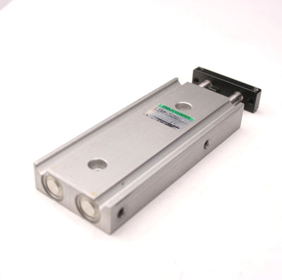Used CKD STRM-1050 Pneumatic Guided Cylinder, 2" Stroke, 10/32-M5x0.8 Ports