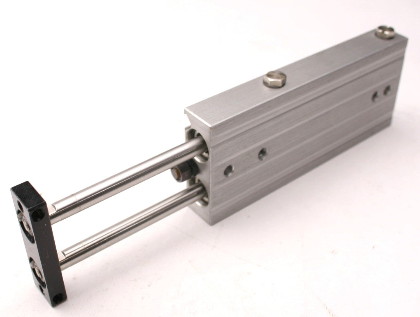 Used CKD STRM-1050 Pneumatic Guided Cylinder, 2" Stroke, 10/32-M5x0.8 Ports