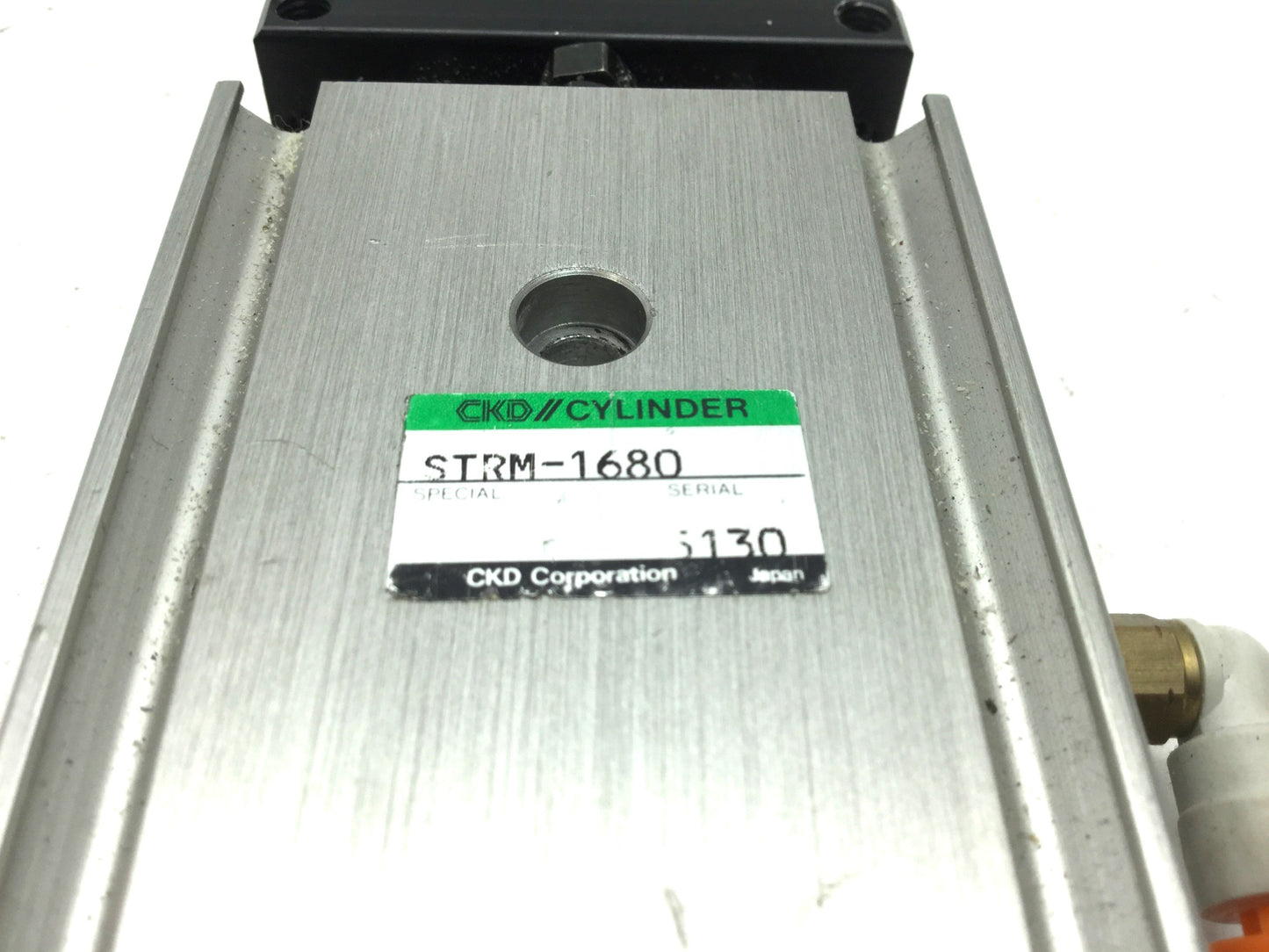 Used CKD STRM-1680 Twin Rod Pneumatic Cylinder Bore: 16mm, Stroke: 80mm, 100 PSI, M5