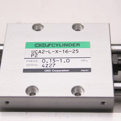 New – Open box CKD UCA2-L-X-16-25 P2 Pneumatic Guided Cylinder 25mm Stroke 10/32-M5x0.8 Ports