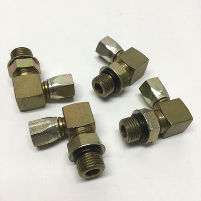New – Open box Lot of 4 6809-06-04 Hydraulic 90° Elbow 1/4" JIC 37° Flare Swivel x 3/8 Male ORB