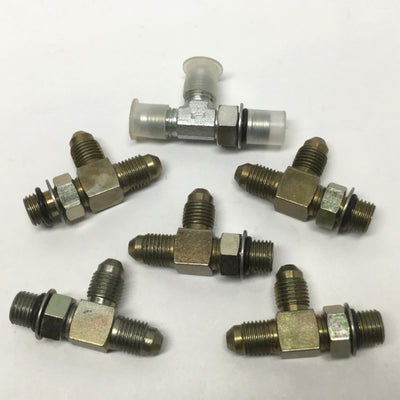 New – Open box Lot of 6 6804-04-04-04 Hydraulic Male Run Tee Fittings 1/4" ORB to JIC 37° Flare