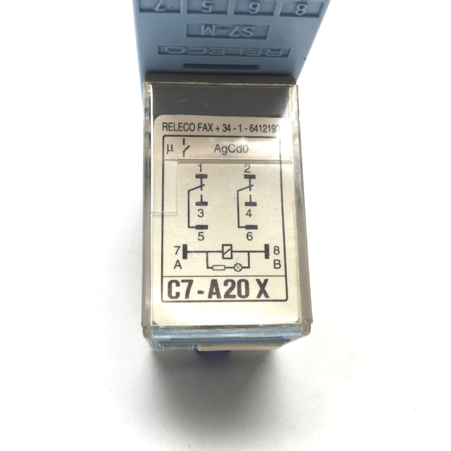 Used Releco C7-A20X Ice Cube Relay, DPDT, Coil: 24VDC, Rating: 10A 250V, With Socket