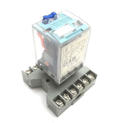 Used Releco C3-R20 Ice Cube Relay, DPDT, Coil: 12VDC, Rating: 10A 380VAC, With Socket