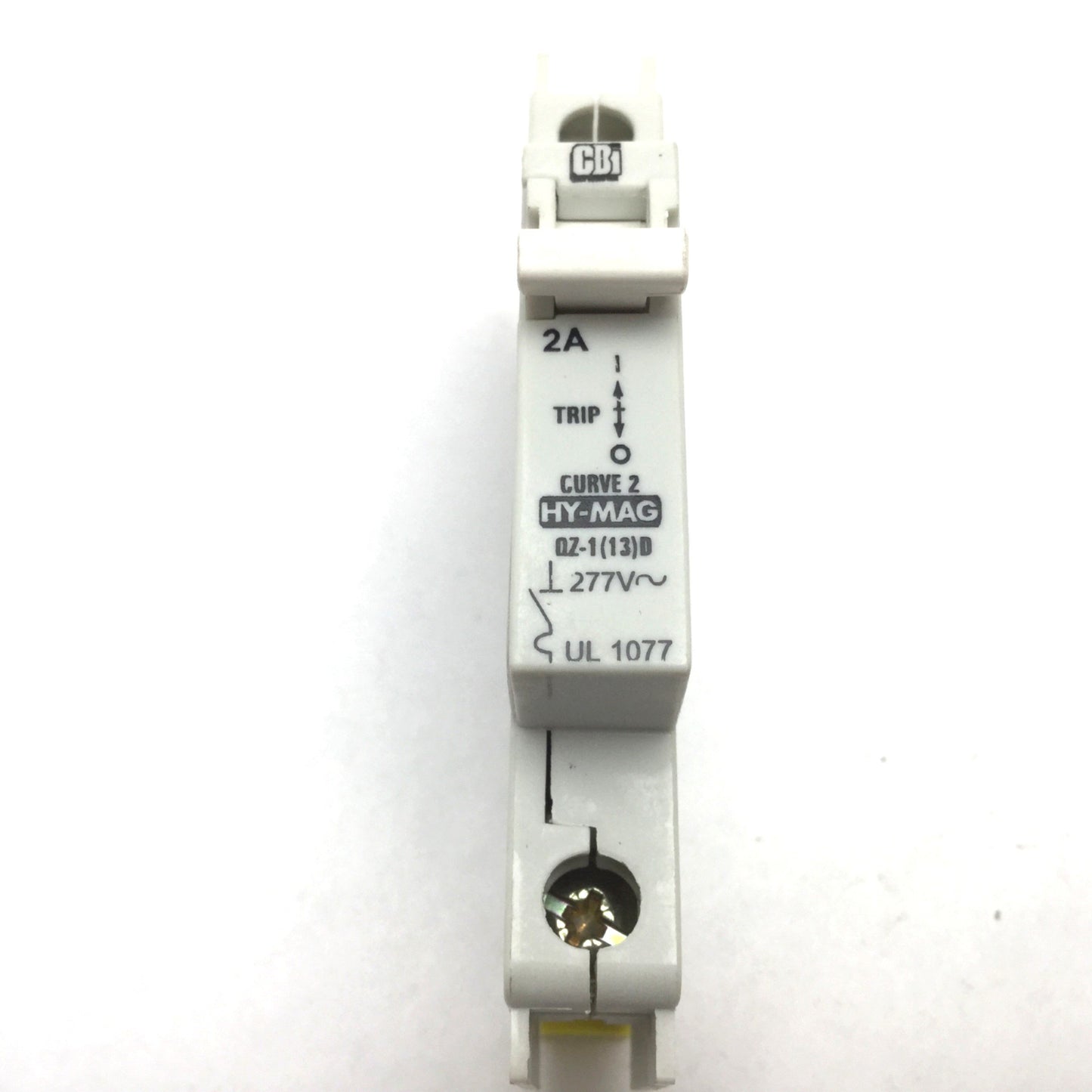 Used Lot of 2 CBI QZ-1(13)D Circuit Breaker, 1-Pole, Rating: 2A 277VAC, DIN Rail