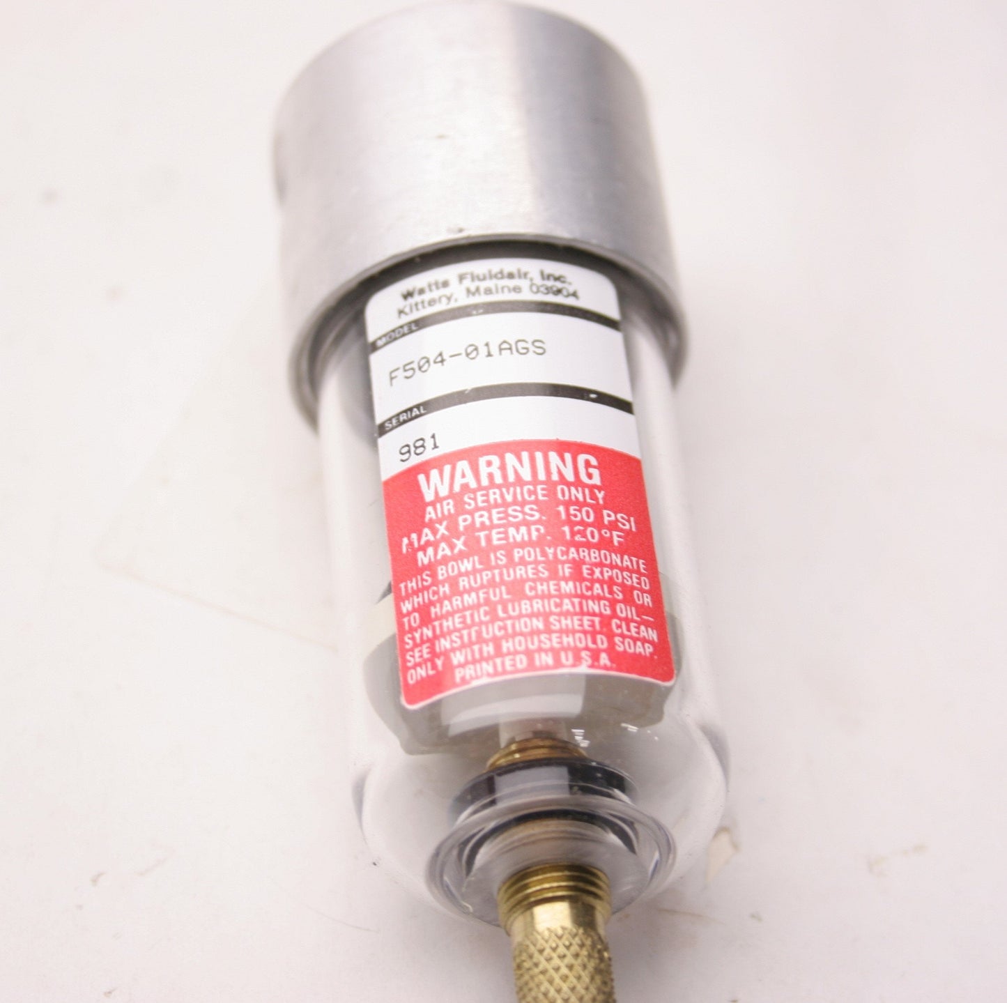 New – Open box Watts F504-01AGS Miniature Impulse Drain Filter, 1/8" NPT, 150PSI