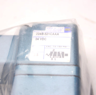 New MAC 224B-521CAAA Pneumatic Solenoid Valve, 2.5W, 24VDC, VAC to 150PSI