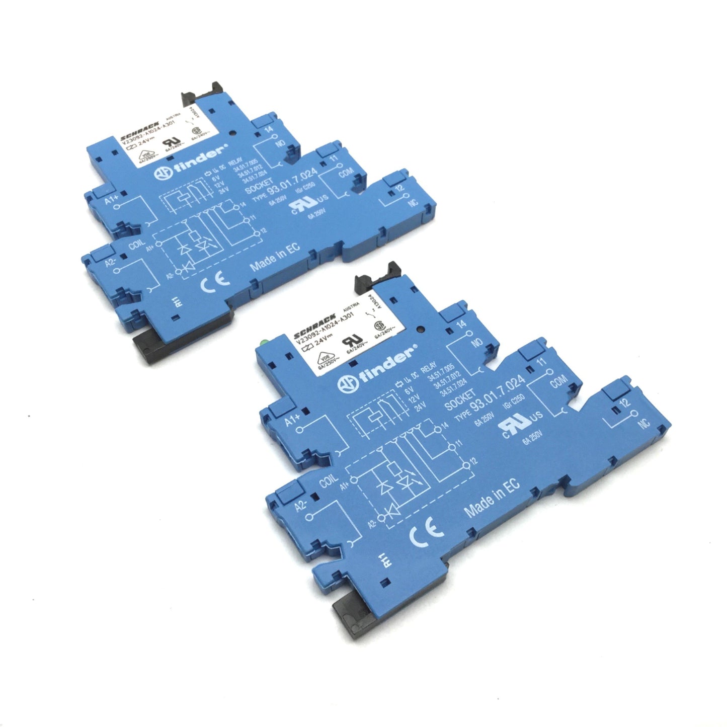 Used Lot of 2 Schrack V23092-A1024-A301 General Purpose Relay, 24VDC, w/ Socket