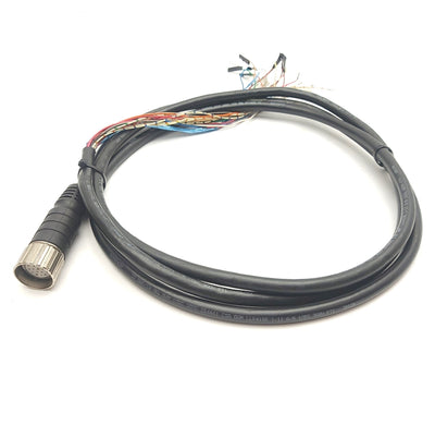 Used Servo Encoder/Feedback Cable, M23 19-Pin Round Female to 18x 22AWG Leads, 7'