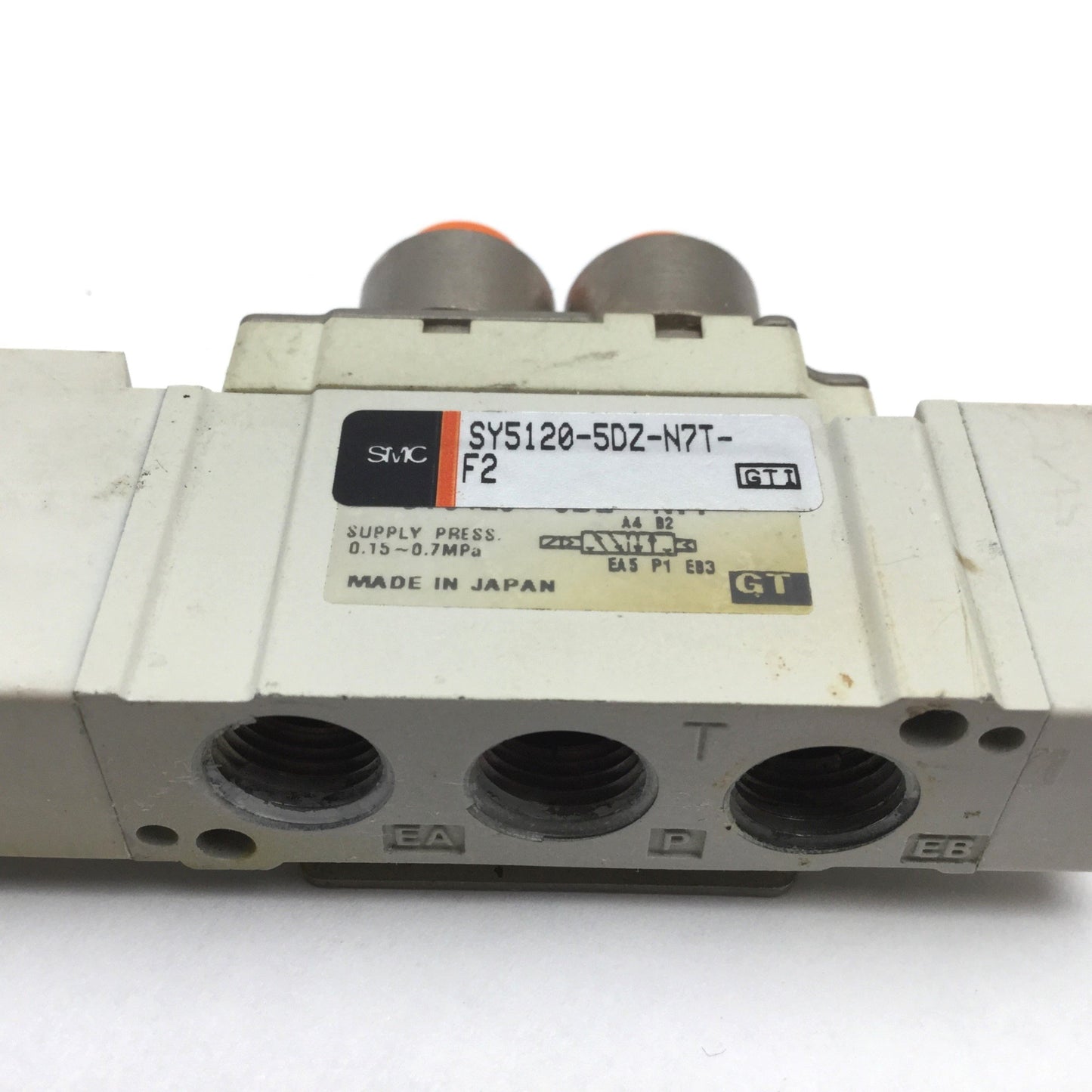 Used SMC SY5120-5DZ-N7T-F2 Solenoid Valve, 2-Position 5-Port, 24VDC, 0.15-0.7MPa