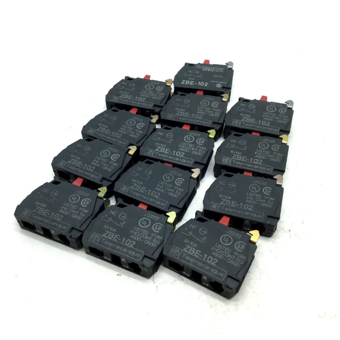 Used Lot of 13 Schneider Telemecanique ZBE-BE102 Contact Blocks Normally Closed NC